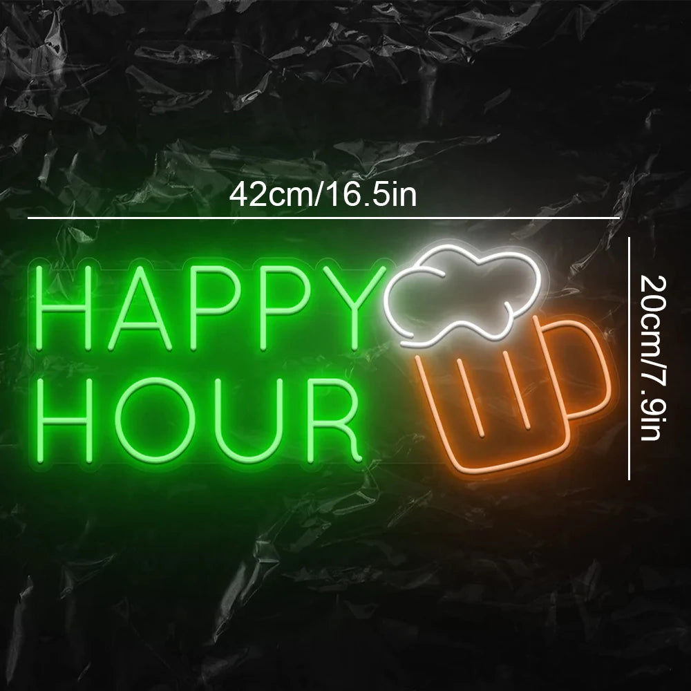 Letreiro de LED USB 5V "Happy Hour" - Econômico