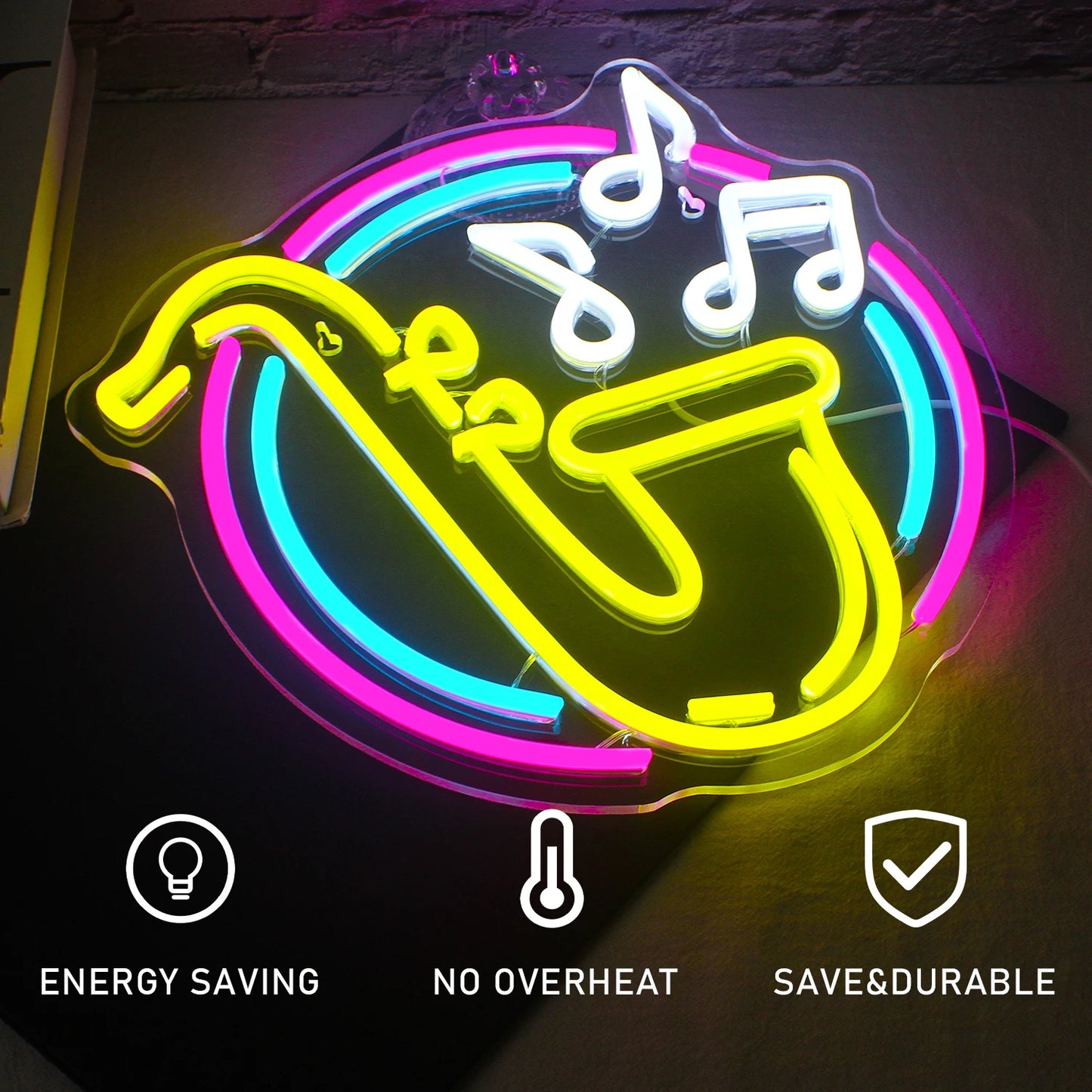 Letreiro de LED em Forma de Saxofone 5V USB - Econômico