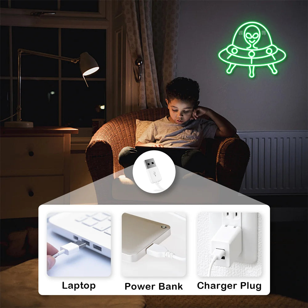 Placa de LED Alien Verde 5V USB - Econômica