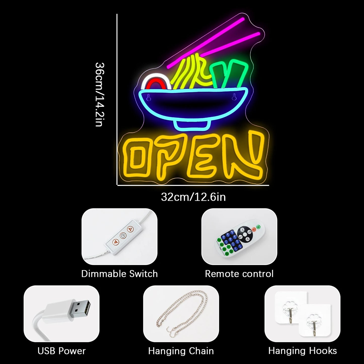 Placa de LED USB 5V "Open Ramen" - Econômica