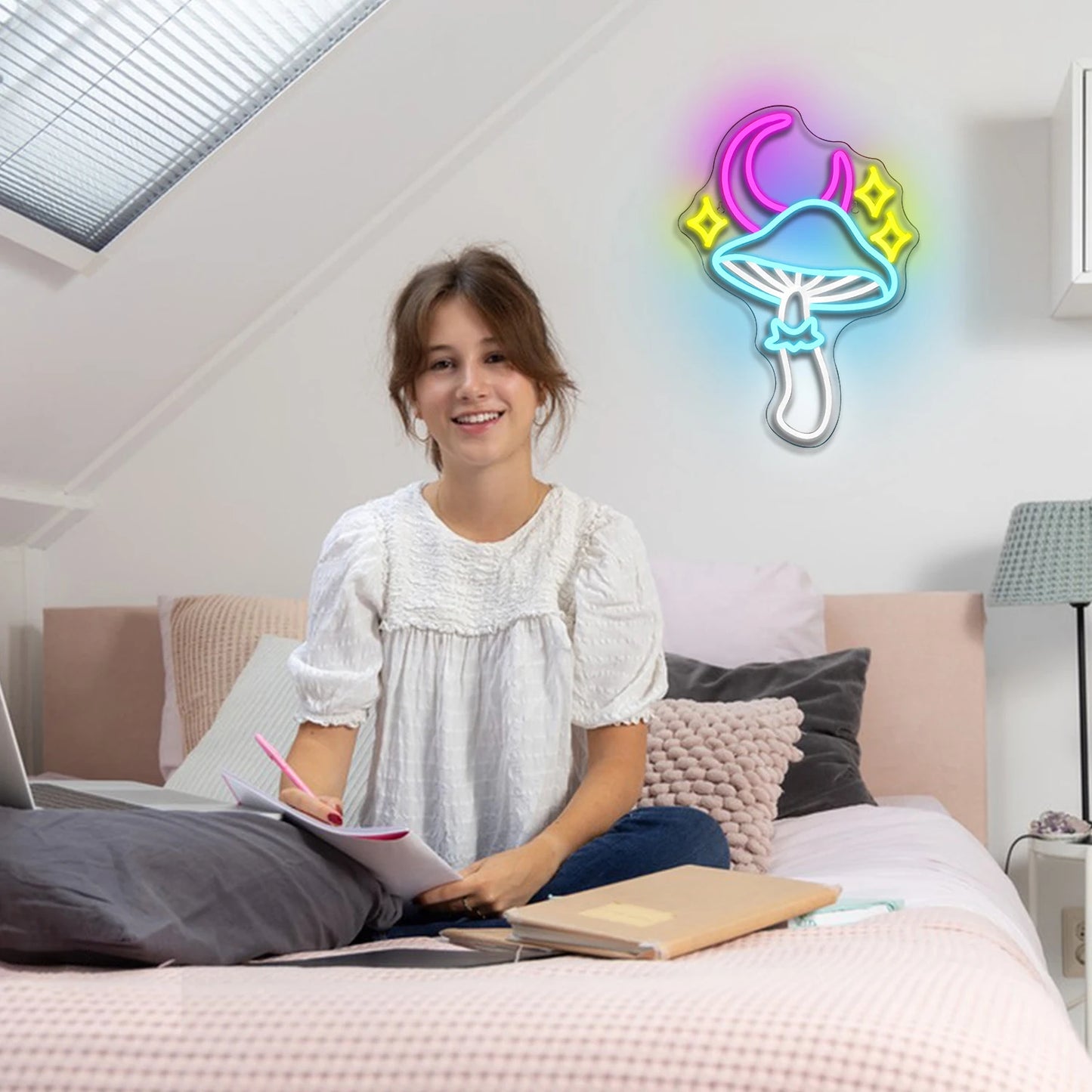 Letreiro de LED Estrela Lua Cogumelo 5V USB - Econômico