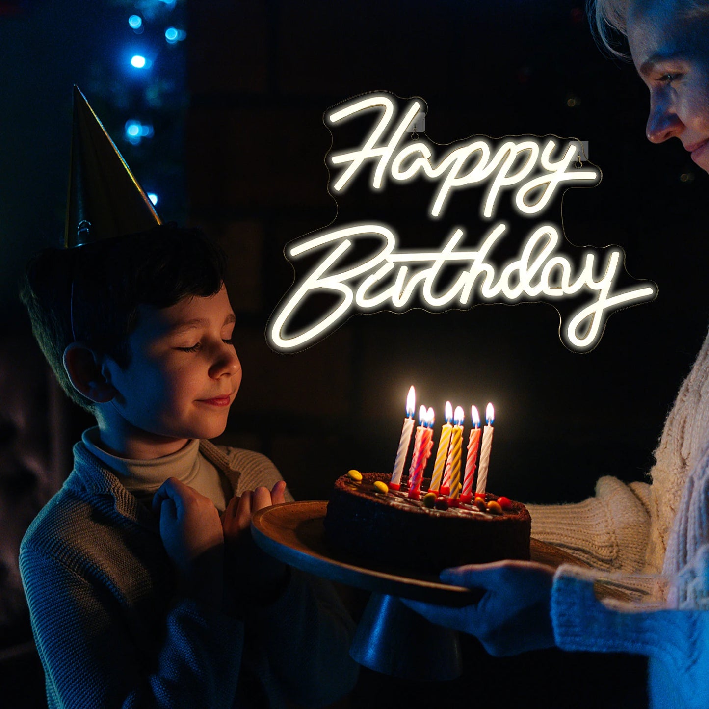 Placa de LED "Feliz Aniversário" 5V USB - Econômica