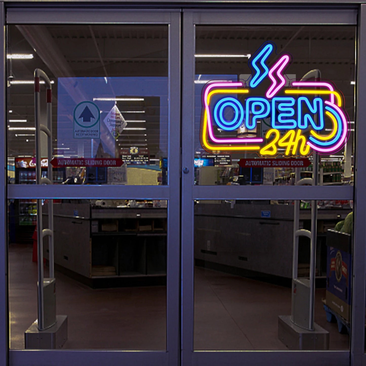 Letreiro de LED 5V USB "Aberto 24 Horas" - Econômico