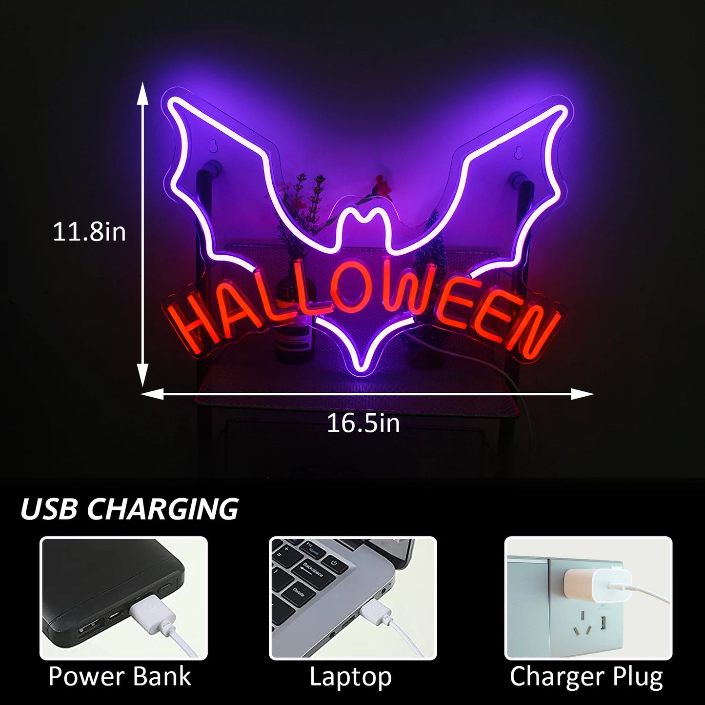Letreiro de LED USB 5V para Halloween - Econômico