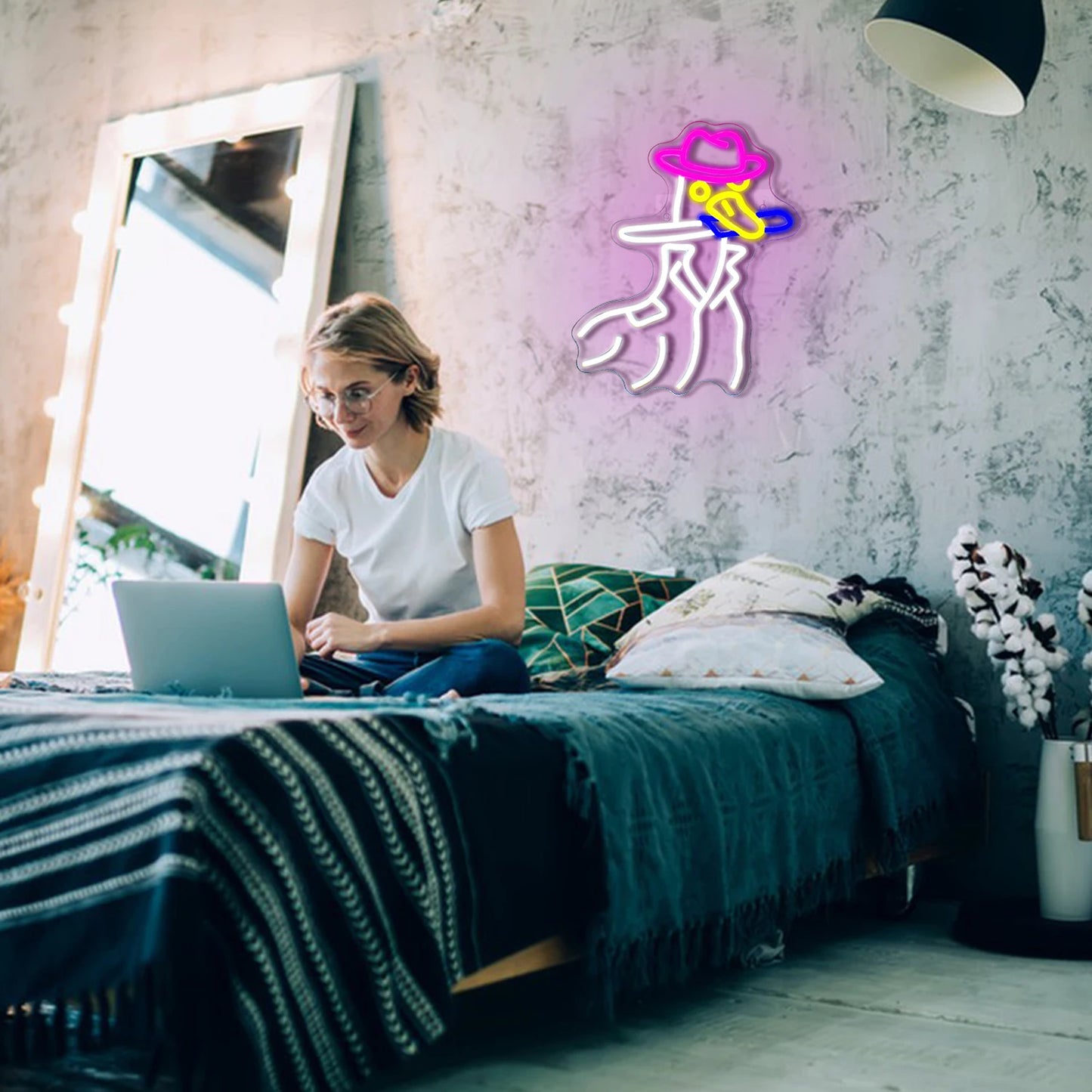 Letreiro de LED Pato Cowboy 5V USB - Econômico