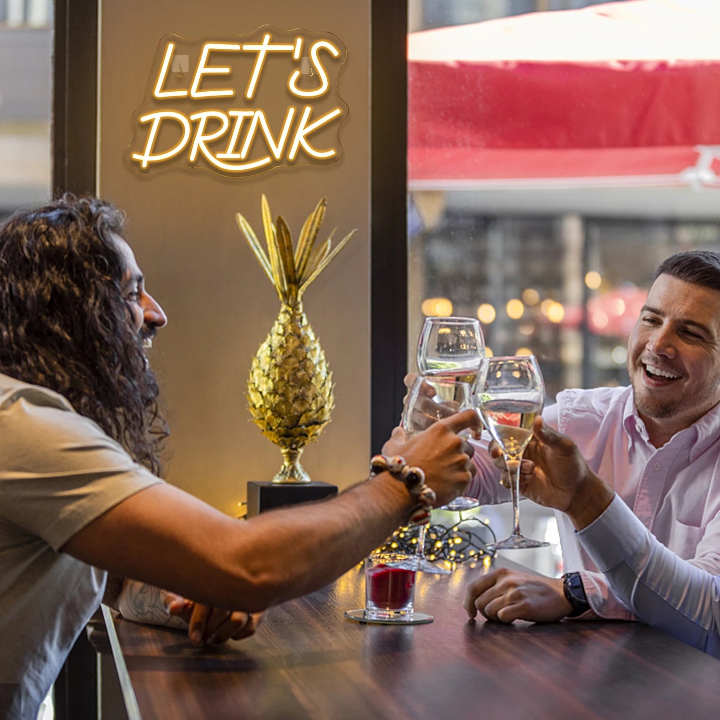 Letreiro de LED "Let's Drink" USB 5V - Econômico