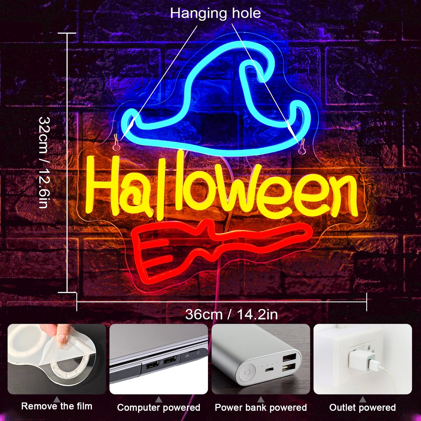 Placa de LED de Halloween 5V USB - Econômica