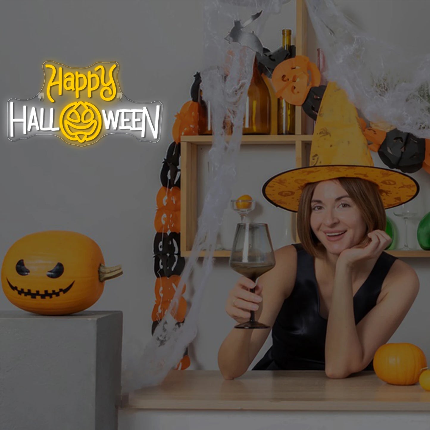 Letreiro de LED "Feliz Halloween" 5V USB - Econômico