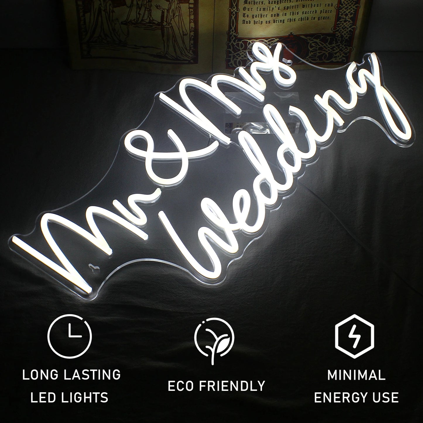 Letreiro de LED Mr&Mrs Casamento 5V USB - Econômico