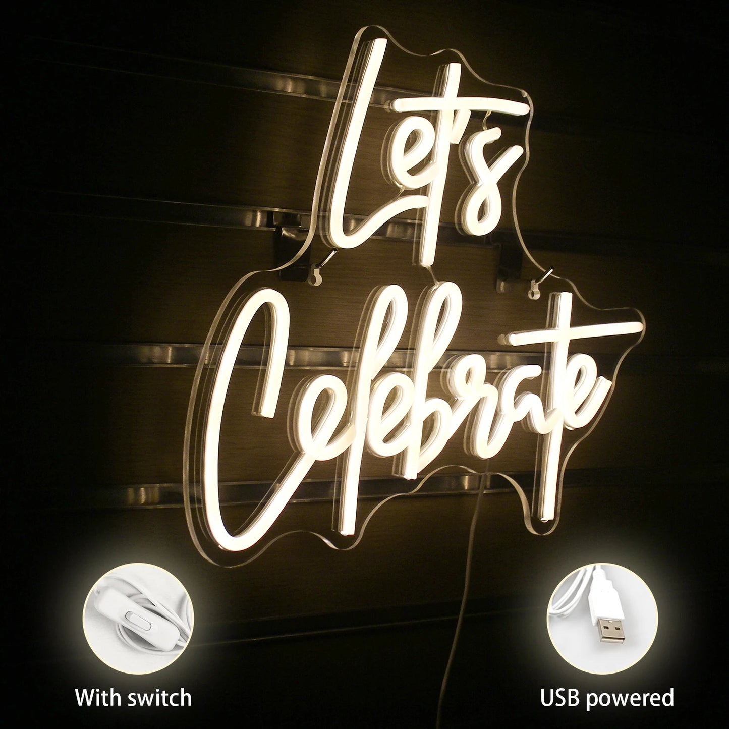 Vamos Celebrar Letreiro de LED 5V USB - Econômico