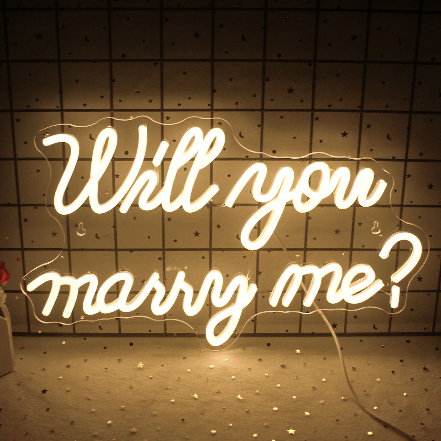 Letreiro de LED "Will You Marry Me" para Decoração de Pedido de Casamento - Econômico, 5V USB