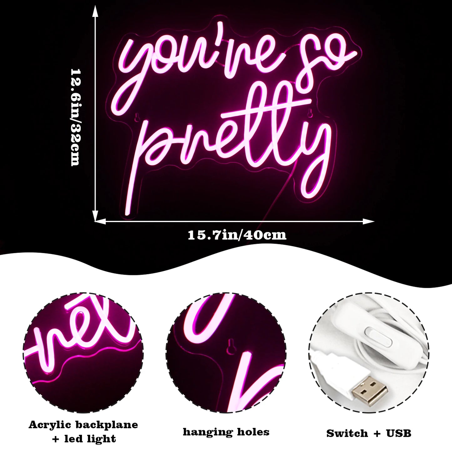 Você é tão linda 5V USB Letras de LED - Econômico