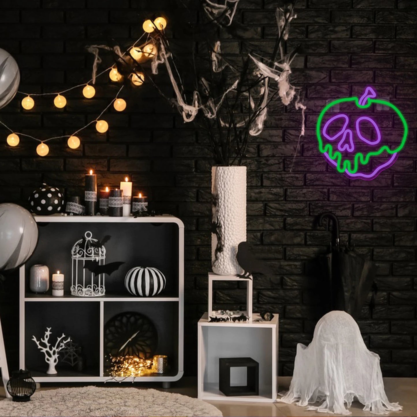 Letreiro de LED Caveira com Maçã 5V USB - Econômico