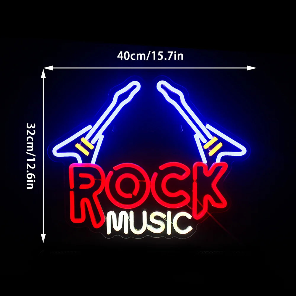 Letreiro de LED Guitarra Rock 5V USB - Econômico