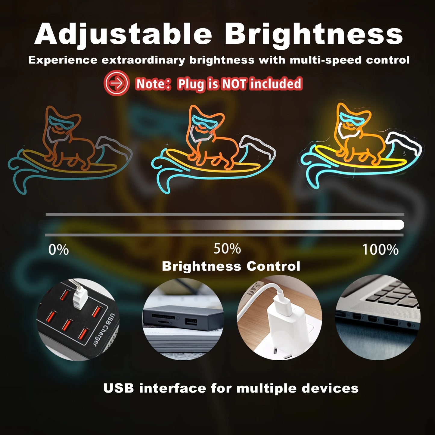 Letreiro de LED para Pet Shop com Corgi Ajustável 5V USB - Econômico