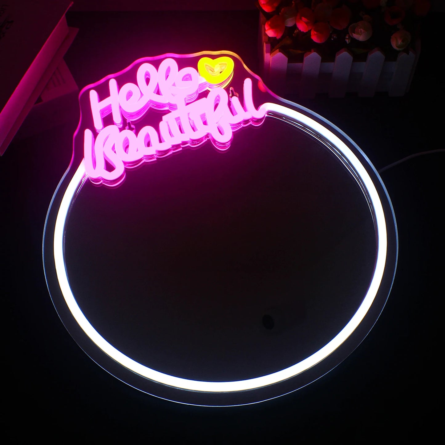 Espelho "Hello Beautiful" Letreiro de LED USB 5V - Econômico