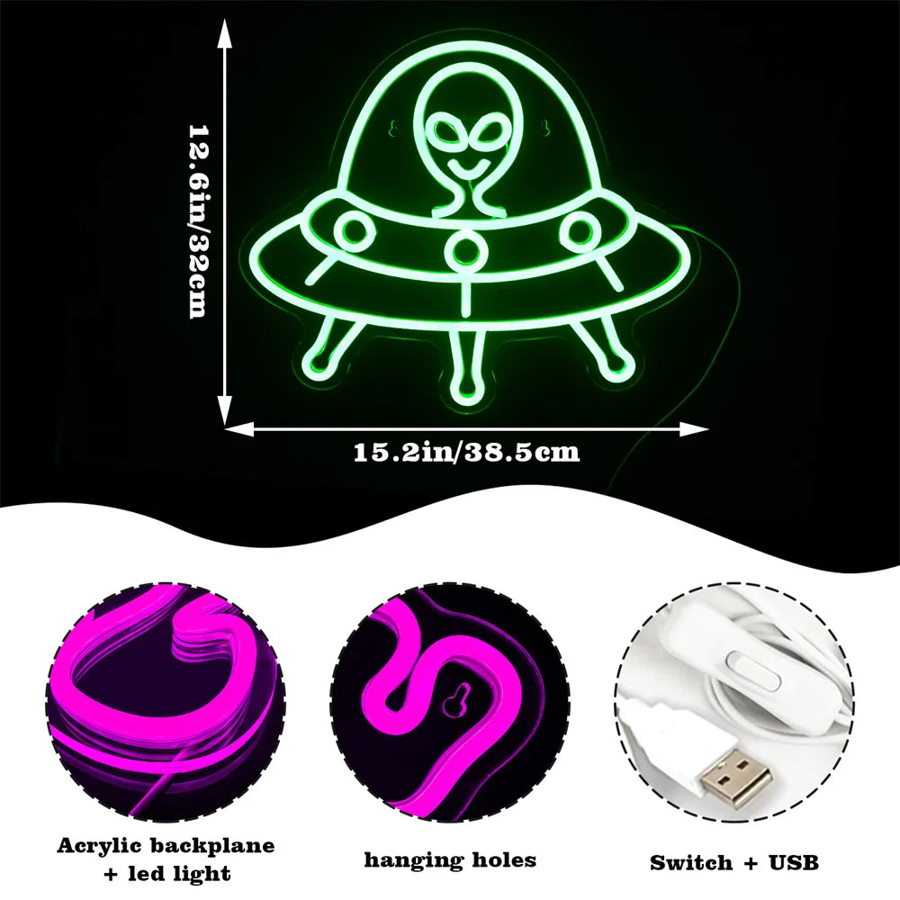 Placa de LED Alien Verde 5V USB - Econômica