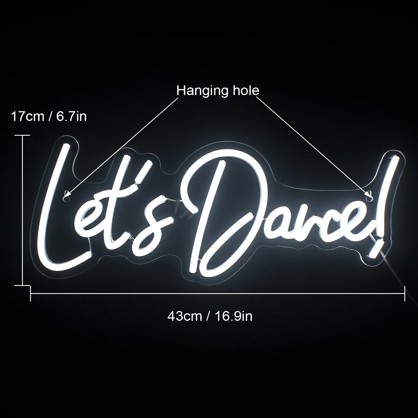 Letreiro de LED "Let's Dance" 5V USB - Econômico