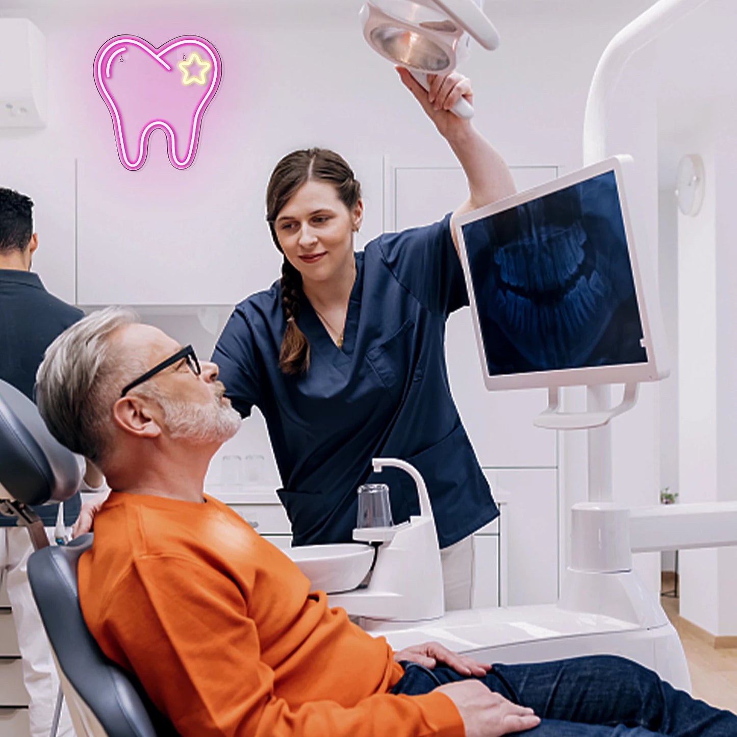 Letreiro Luminoso de LED USB 5V Dente Rosa - Econômico