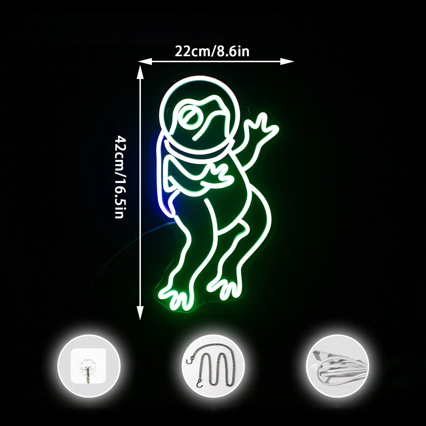 Letreiro de LED Rã Verde 5V USB - Econômico