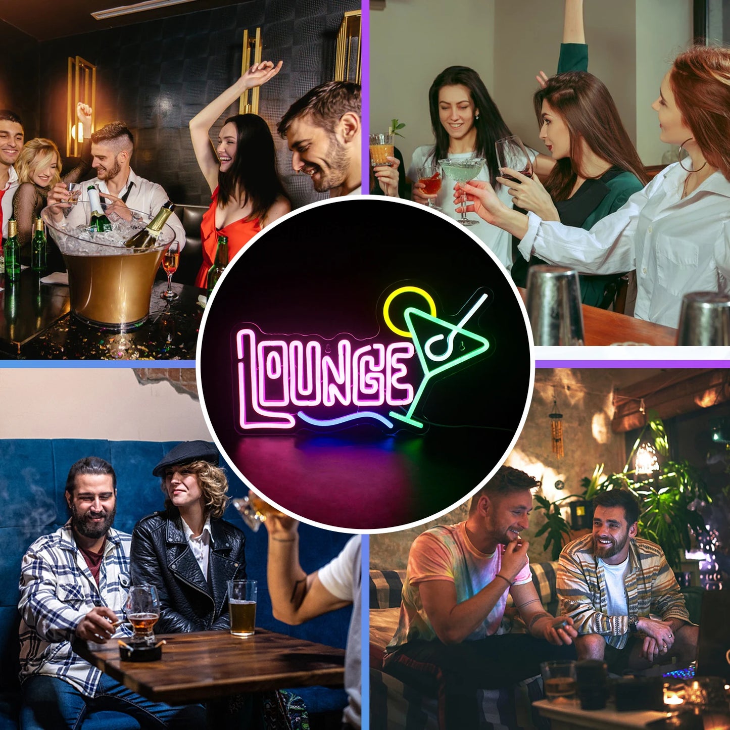 Letreiro de LED USB 5V Cocktails Lounge - Econômico