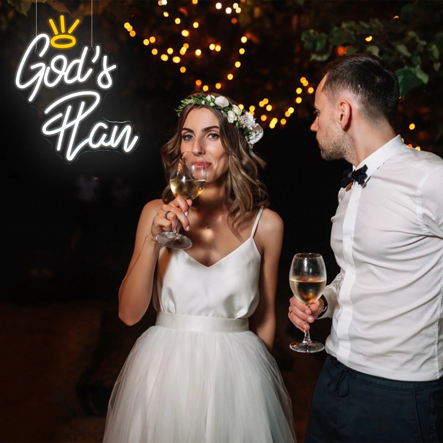 Letreiro de LED "Plano de Deus" 5V USB - Econômico