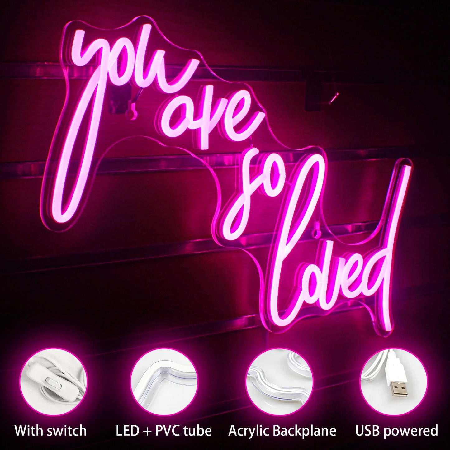 Você É Muito Amado Letreiro de LED USB 5V - Econômico