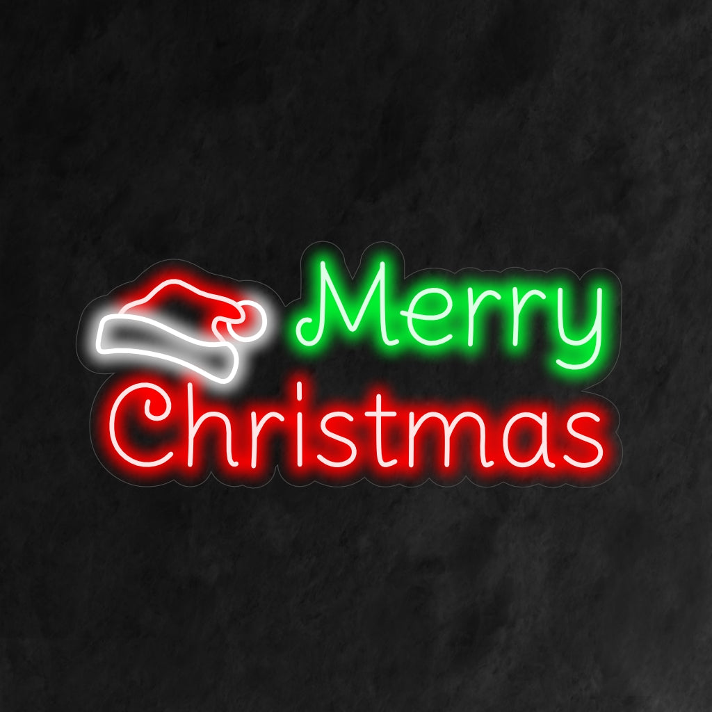 "Placa de neon com chapéu de Papai Noel e Feliz Natal" é uma adição divertida e festiva ao seu ambiente com tema natalino. Uma luz neon com o icônico chapéu de Papai Noel.