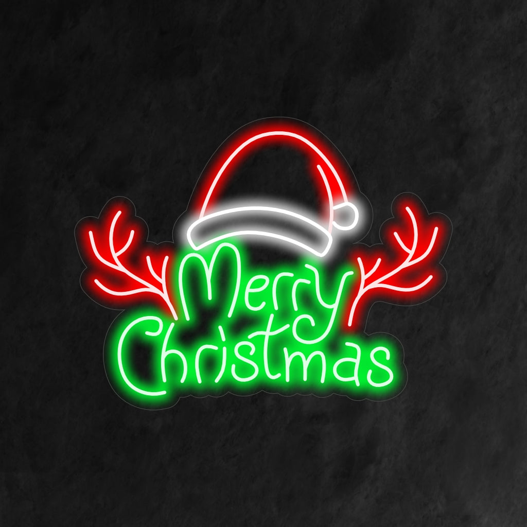 "Placa de neon com chapéu de Papai Noel para Feliz Natal" é uma adição festiva e alegre ao seu interior com tema natalino. Uma luz neon que espalha a alegria natalina com um chapéu de Papai Noel.