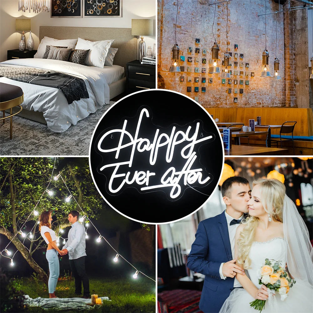 Placa de LED "Happy Ever After" 5V USB - Econômica