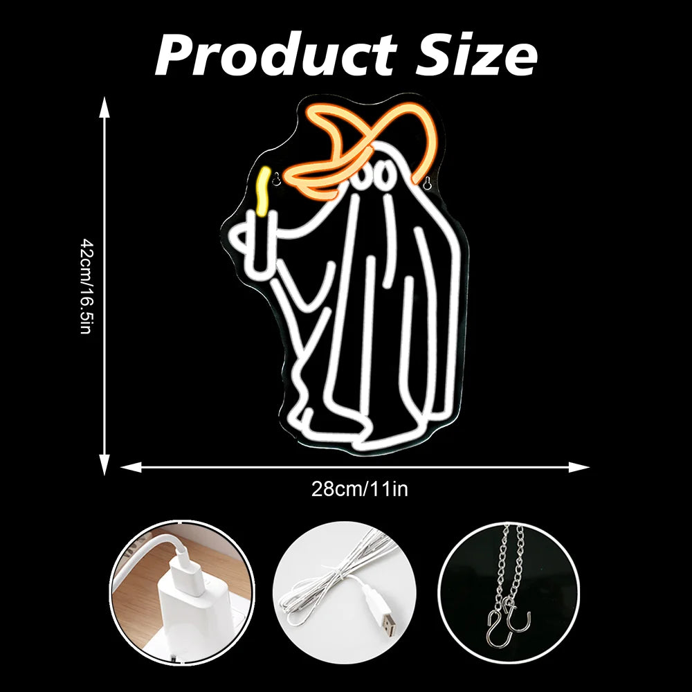 Letreiro de LED Ghost 5V USB - Econômico