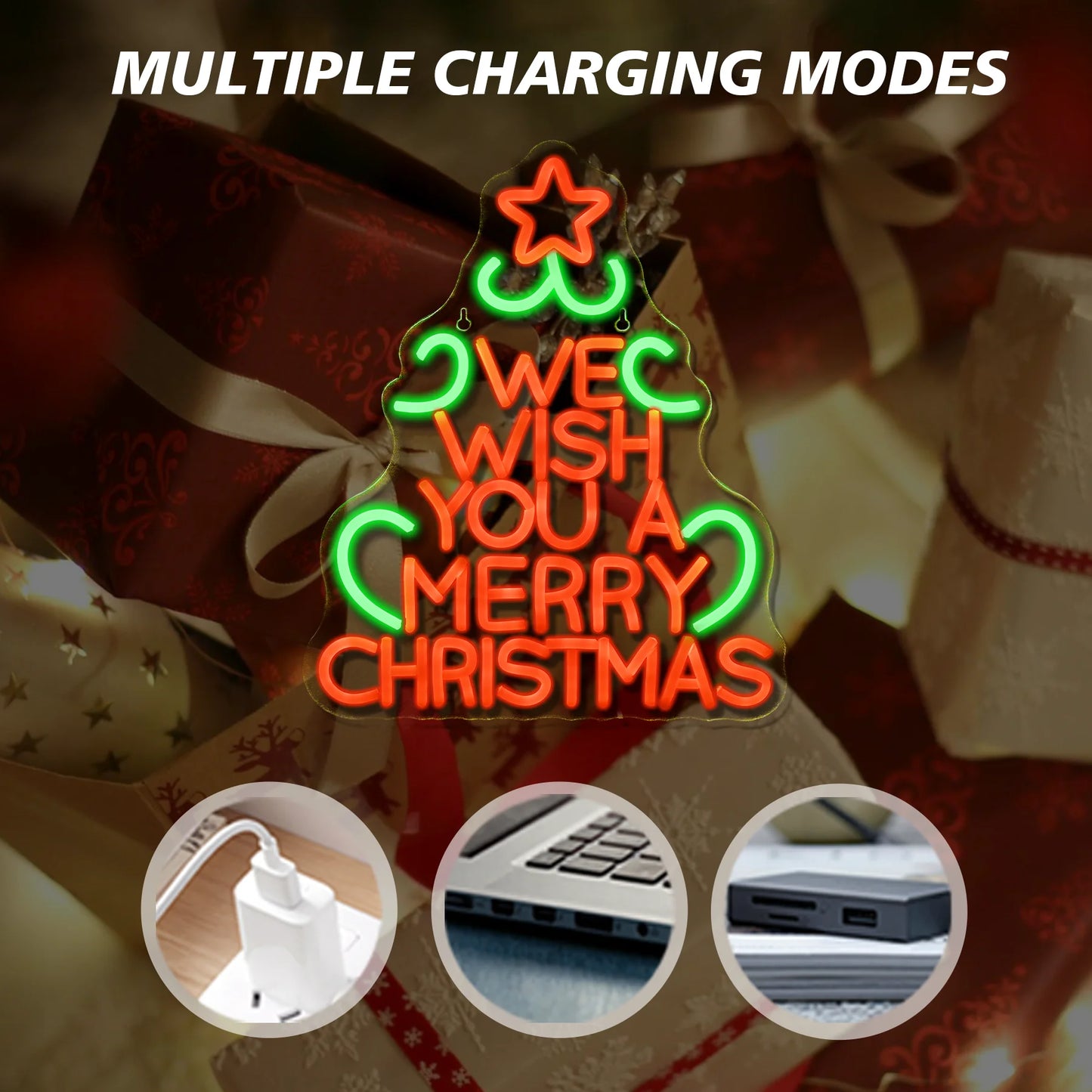 Desejamos a Você um Feliz Natal Letreiro de LED USB 5V - Econômico