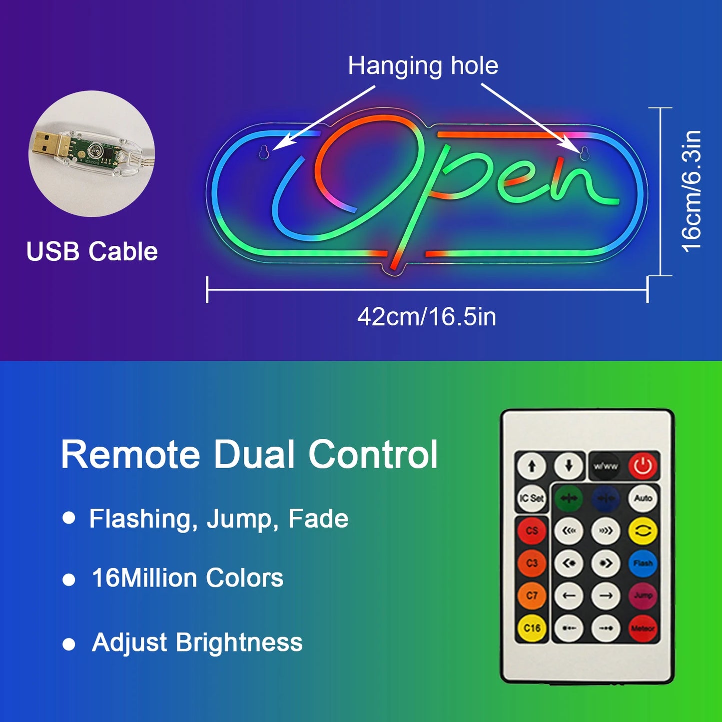 Letreiro de LED RGB Aberto 5V USB - Econômico