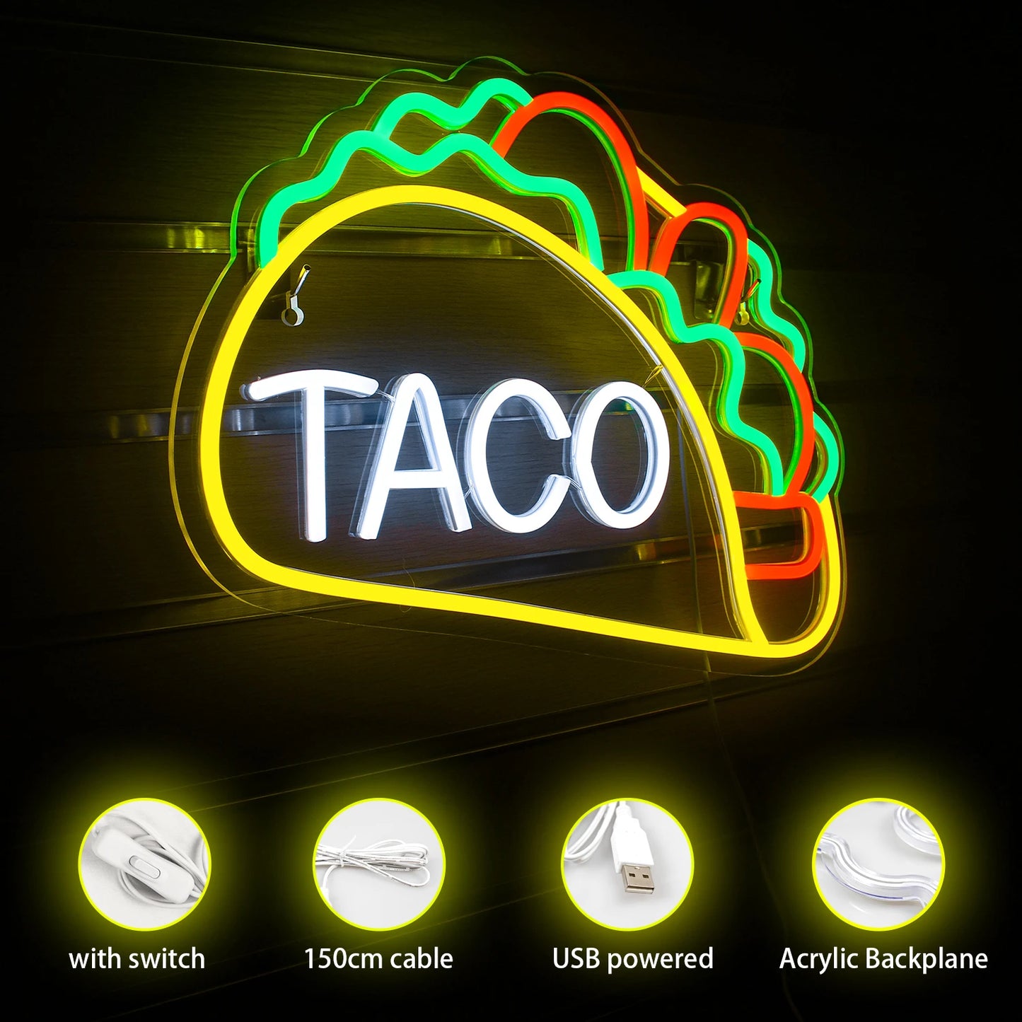 Tacos 5V USB Letreiro de LED - Econômico
