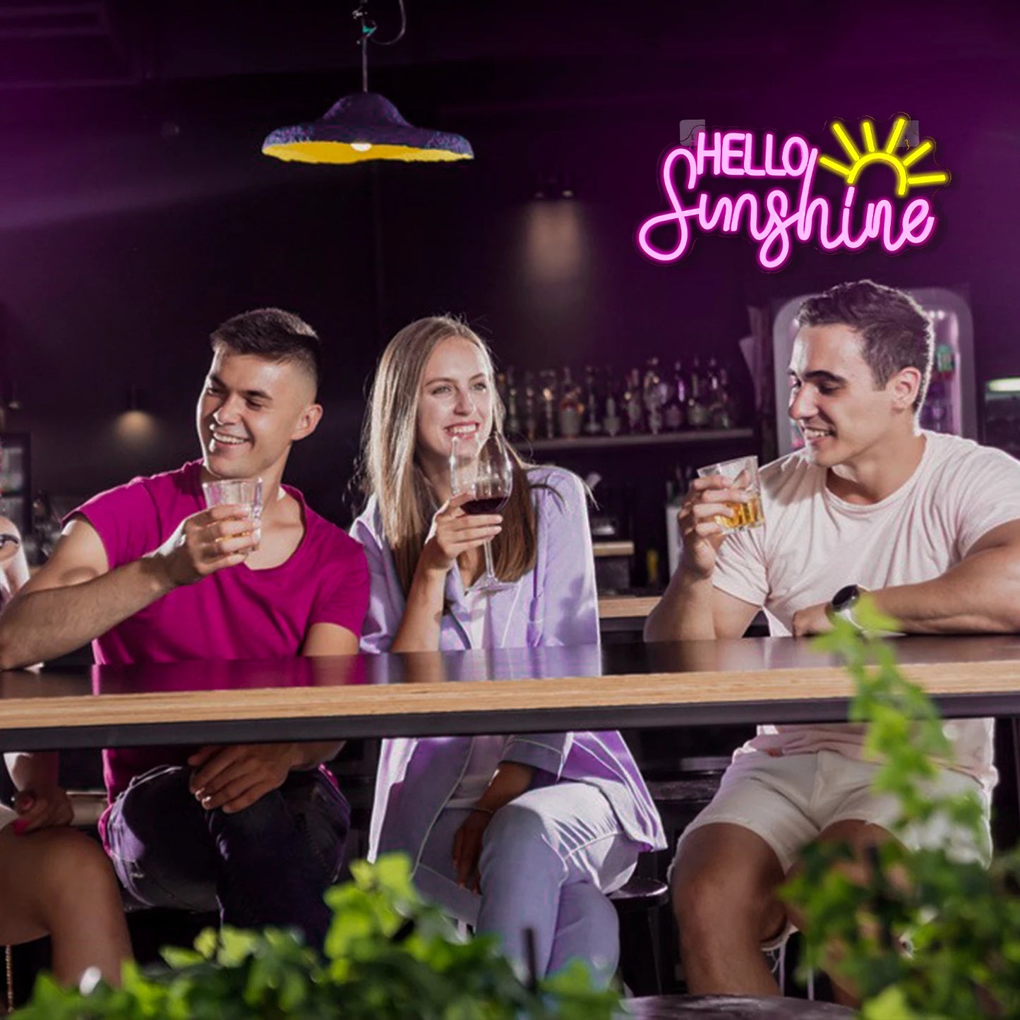 Hello Sunshine Letreiro de LED USB 5V - Econômico