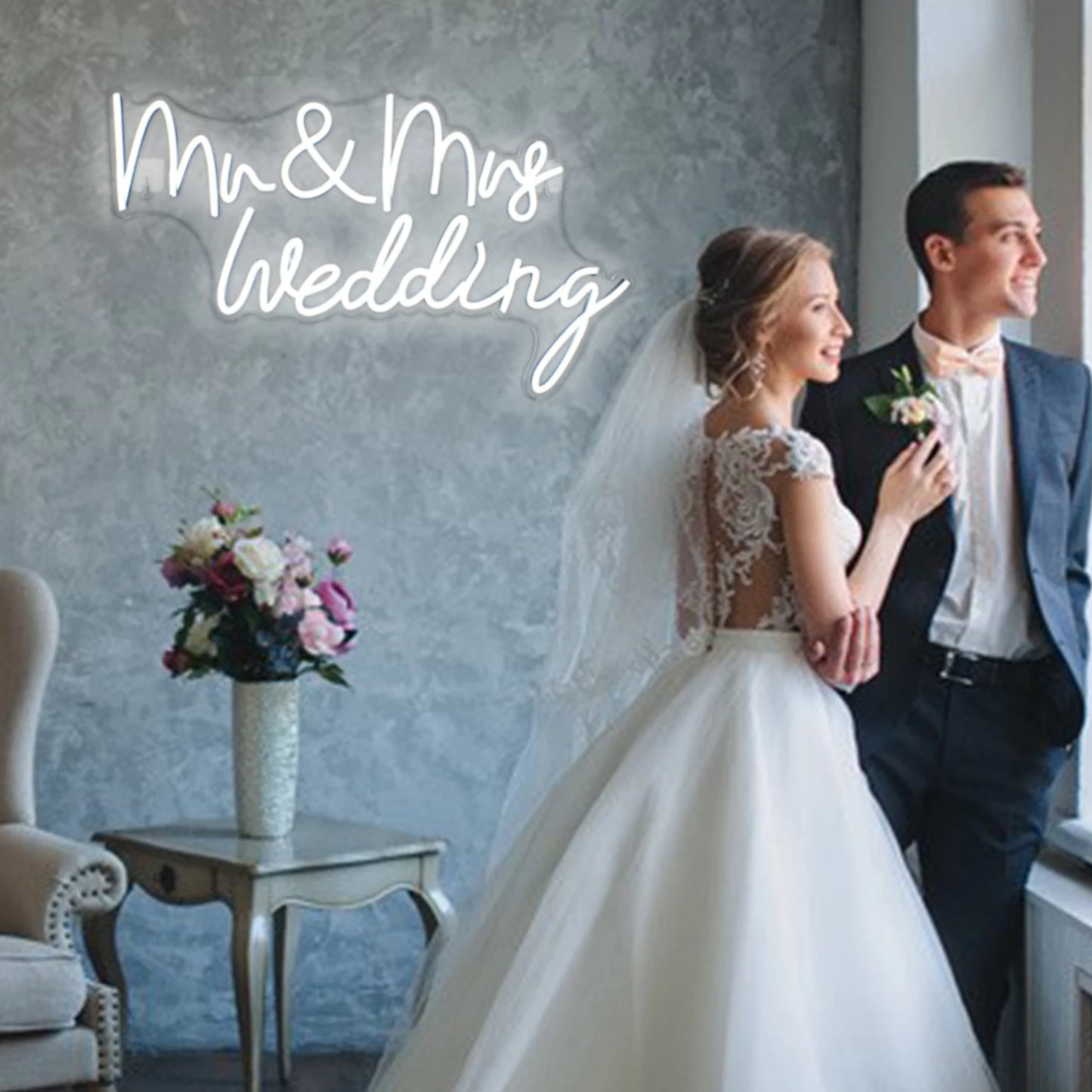 Letreiro de LED Mr&Mrs Casamento 5V USB - Econômico