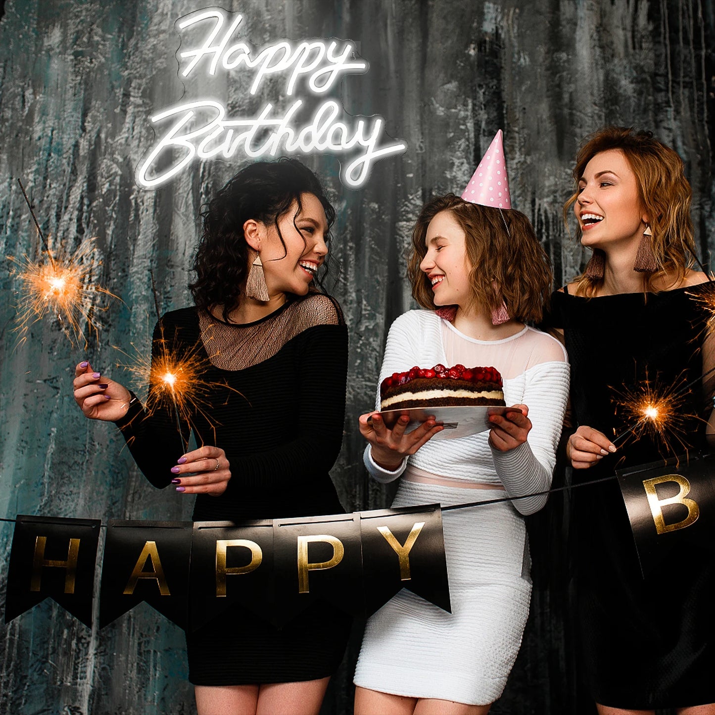 Letreiro de LED "Feliz Aniversário" 5V USB - Econômico