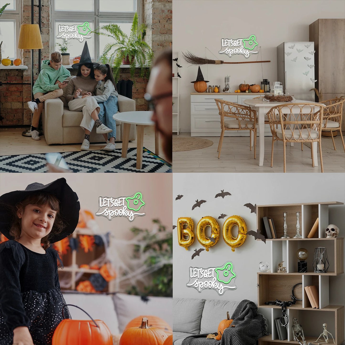 Let's Get Spooky Halloween 5V USB Letreiro de LED - Econômico