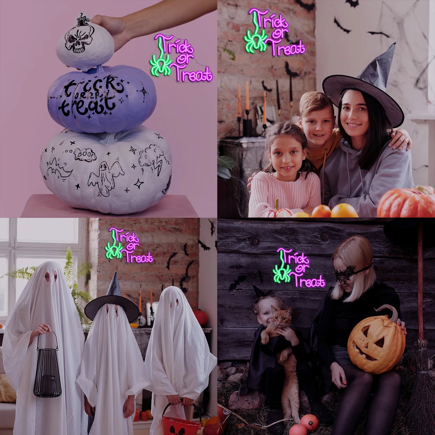 Placa de LED Aranha Trick Or Treat 5V USB - Econômica