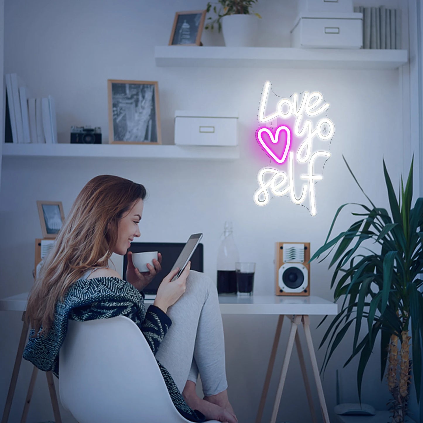 Letreiro de LED 5V USB "Ame-se" - Econômico