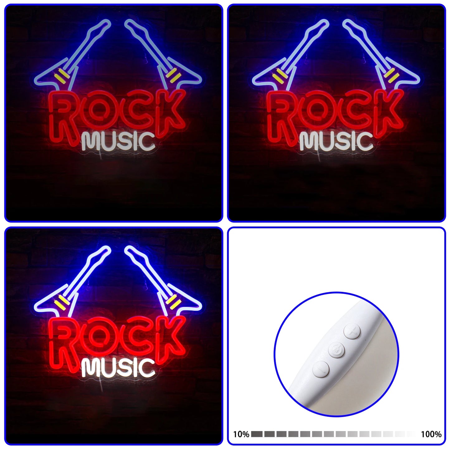 Letreiro de LED Guitarra Rock 5V USB - Econômico