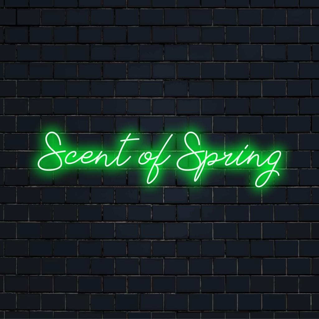 Placa de neon LED artística personalizada com o "Scent Of Spring", uma adição vibrante a qualquer decoração; a exclusividade personalizada brilha intensamente.
