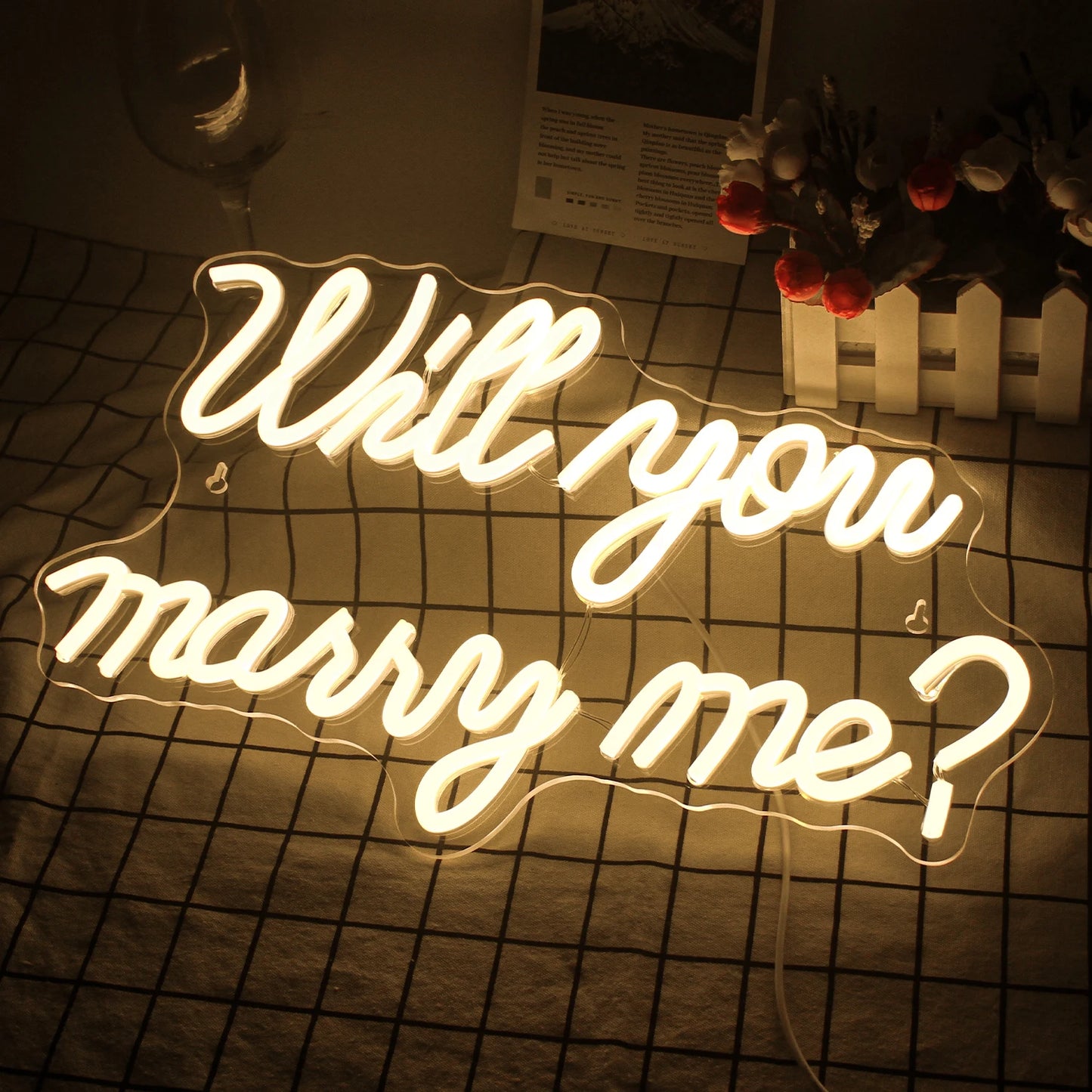 Letreiro de LED "Will You Marry Me" para Decoração de Pedido de Casamento - Econômico, 5V USB