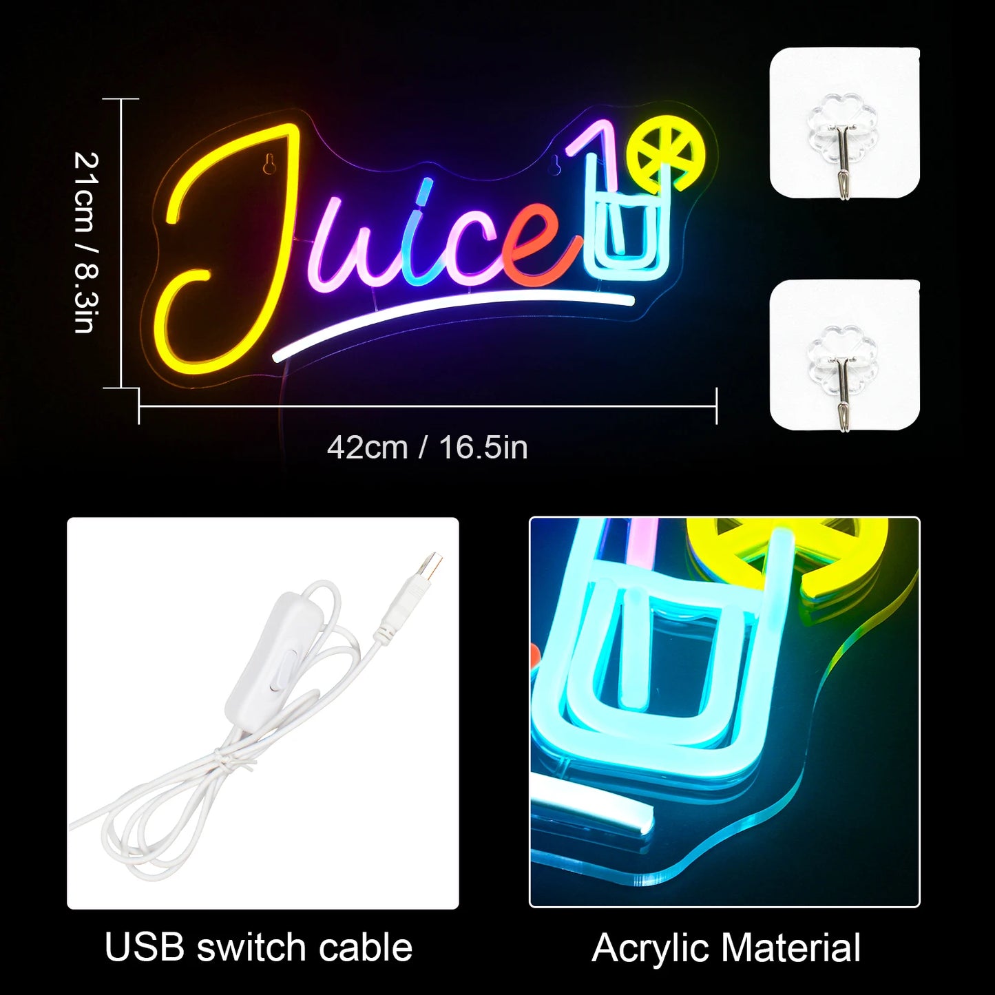 Letreiro de LED USB 5V Juice - Econômico