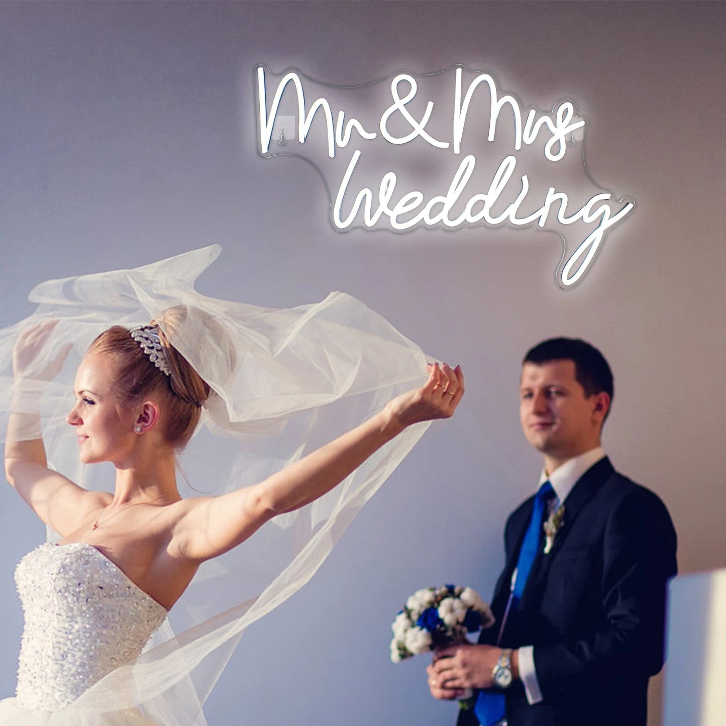 Letreiro de LED Mr&Mrs Casamento 5V USB - Econômico