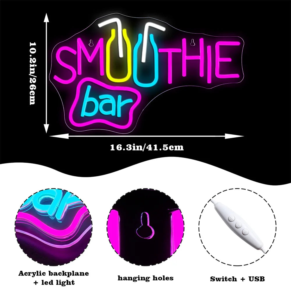 Letreiro de LED USB 5V para Smoothie Bar - Econômico