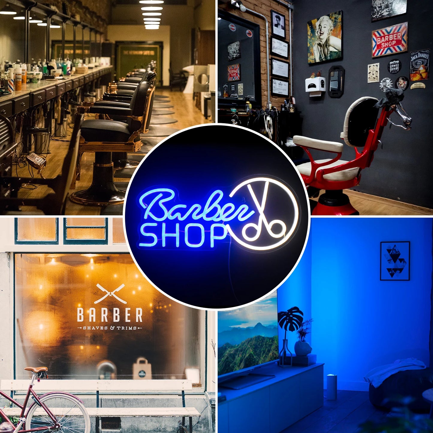 Letreiro de LED Barbershop 5V USB - Econômico