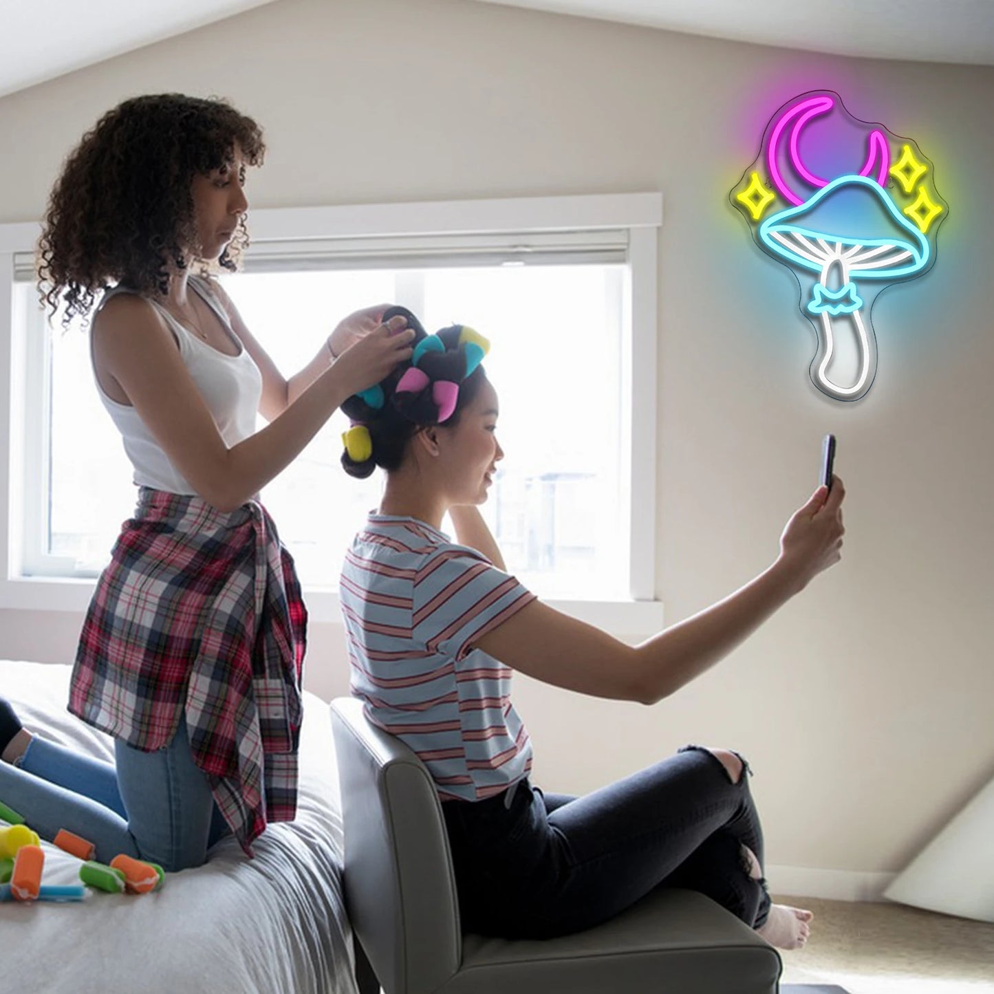 Letreiro de LED Estrela Lua Cogumelo 5V USB - Econômico