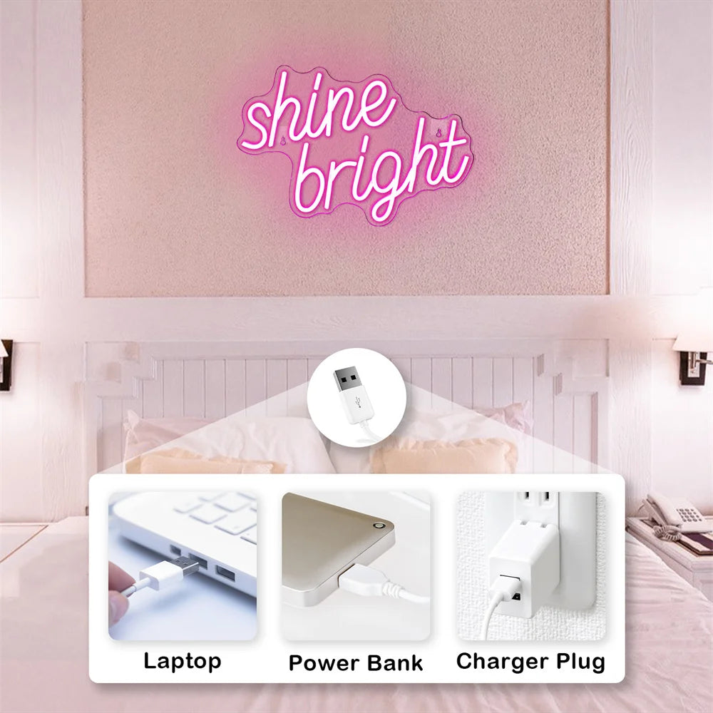 Letreiro de LED 5V USB Shine Bright - Econômico