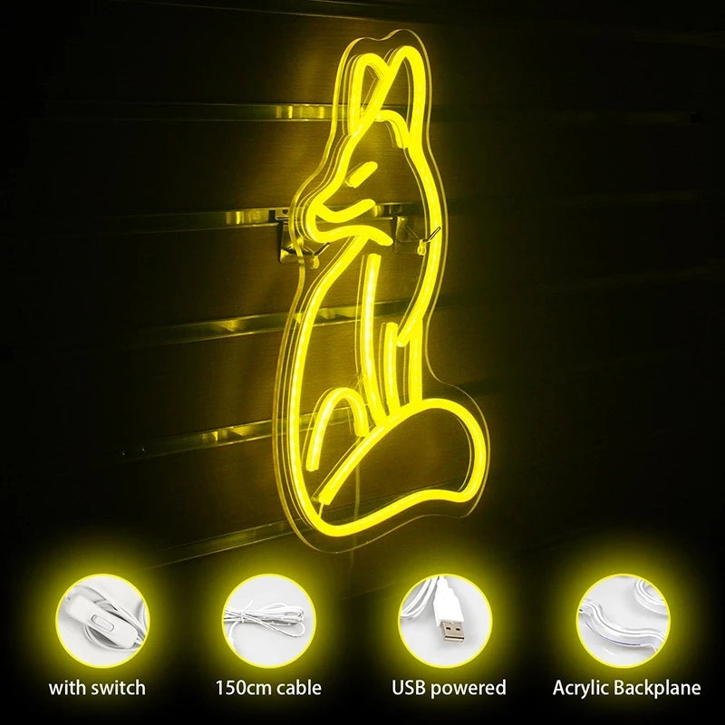 Letreiro de LED USB 5V Raposa - Econômico